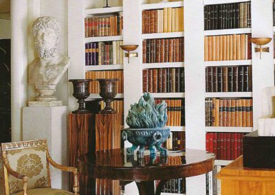 librería, busto clásico, muebles imperio, lujo