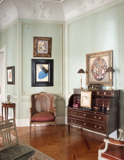 decoración clásica, pintura moderna, mueble francés