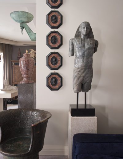decoración, escultura, egipcio, medallones mármol, aplique