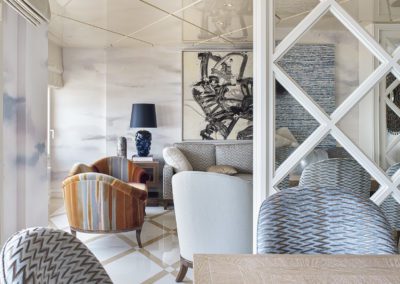 14 living dining room salón comedor mesa table walnut roble upholstery luxury lujo mirror espejo