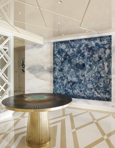 3 Hall living room salón cristal elegante lujo sofisticado mesa gueridon by Yann Dessauvages cuadro painting by Bosco Sodi